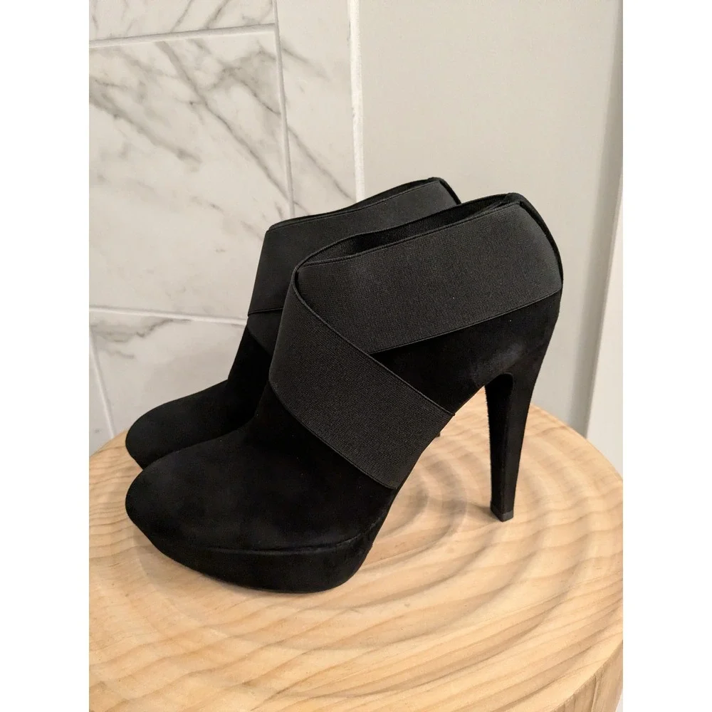 Stuart Weitzman Black Suede Kilgore Platform Stiletto Booties‎ Ankle Boots Sz 10